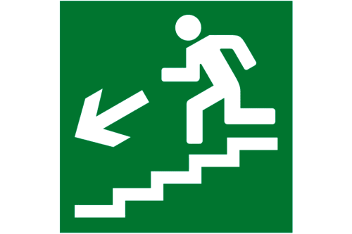 Знак Прочие российские Плёнка (Е-14) направление к эвакуационному выходу по лестнице вниз (налево) (200х200)